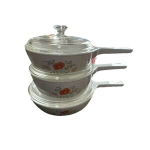 Corning ware Wildflower 3pc cookware set with covers